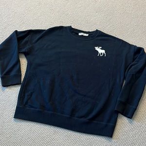 Abercrombie Kids black logo moose crew sweatshirt - size 13/14 kids
